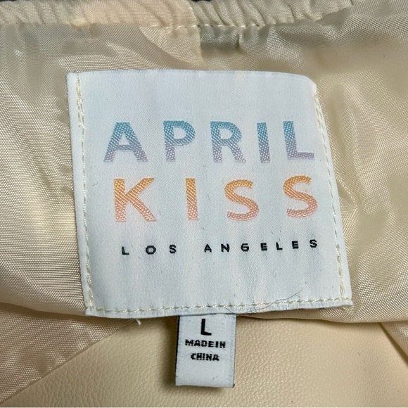 April Kiss Cream Varsity Jacket W/ Black Letter Patch NWT - Picture 4 of 5